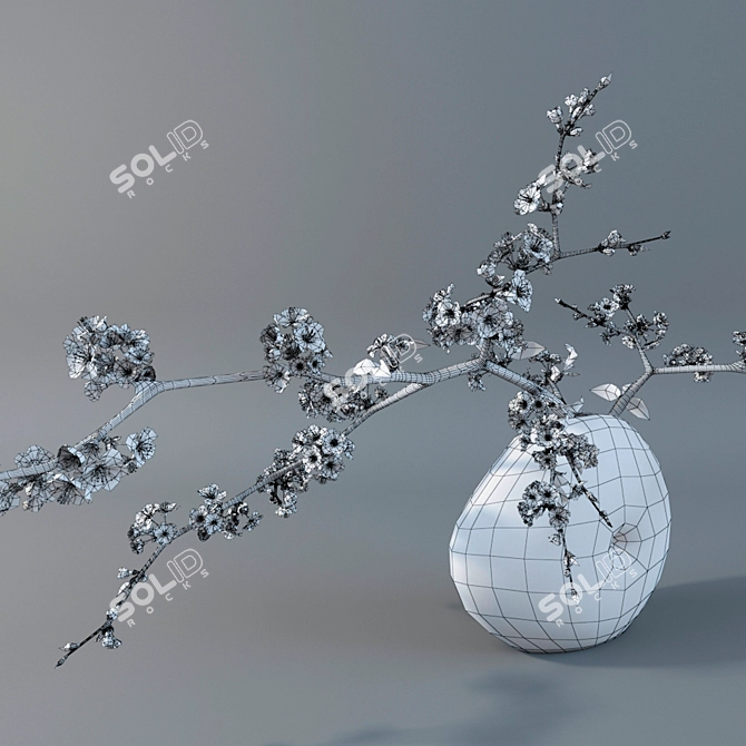 Cherry Blossom Branch Display 3D model image 3