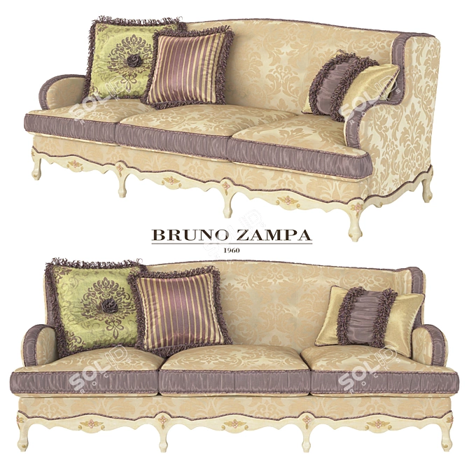 Symphony of Colours: Italian Merlino Sofa 3D model image 1