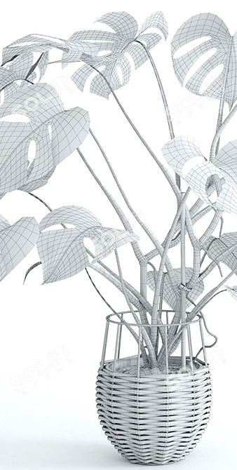 Tropical Paradise: Monstera Leaf Sculpture 3D model image 3