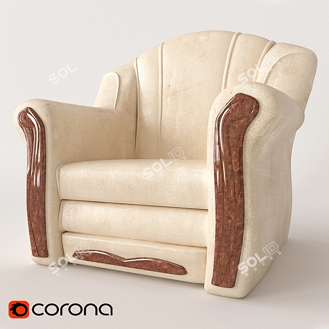 Title: Vintage Leather Armchair 3D model image 1