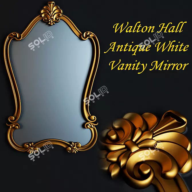 Elegant Antique White Vanity Mirror 3D model image 1