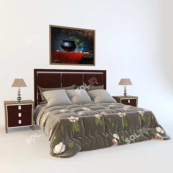 Diamond Edge Bed Set 3D model image 2
