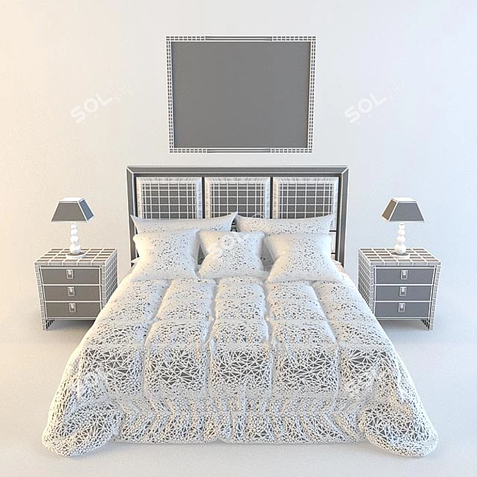 Diamond Edge Bed Set 3D model image 3