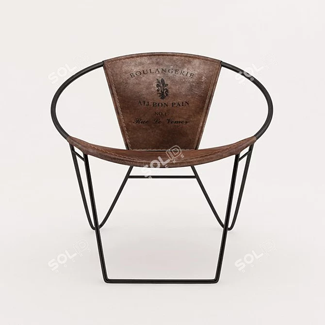 Modern Leather and Metal Chair 3D model image 1