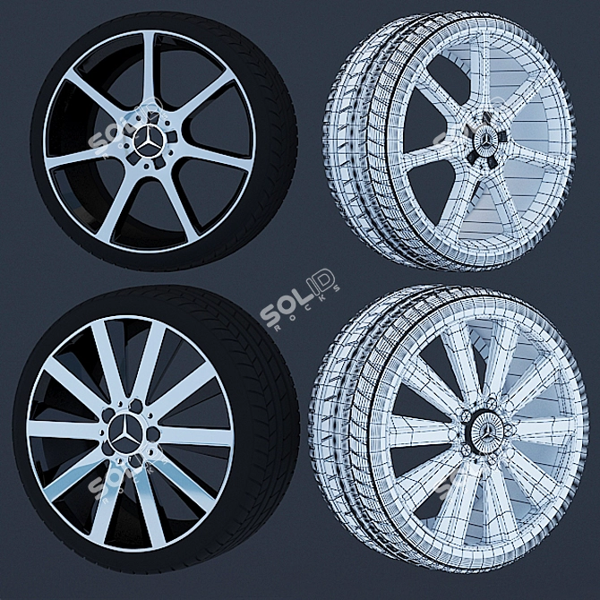 Title: Mercedes Alloy Wheels 3D model image 1