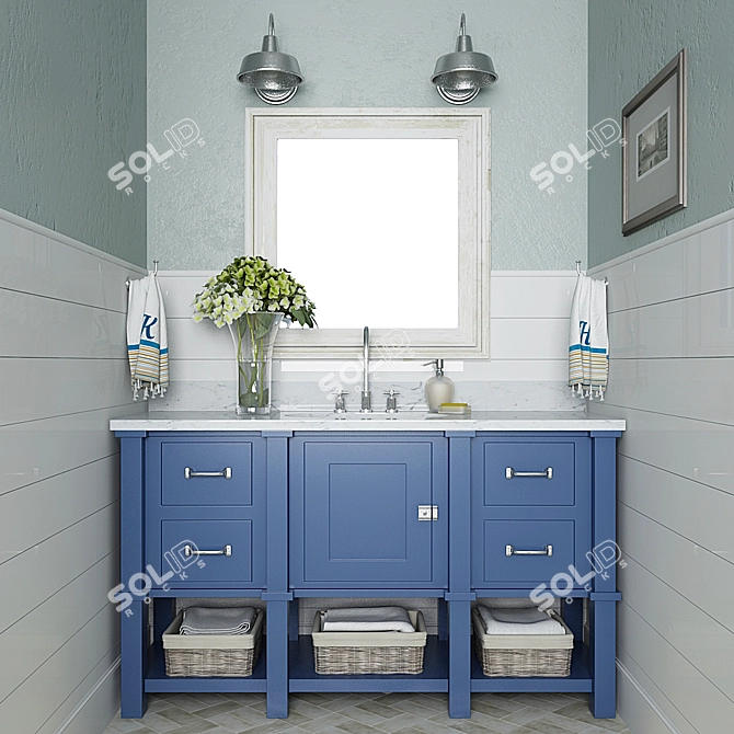 Sleek Modern Bathroom Set 3D model image 1