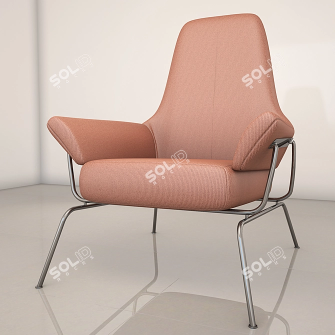 Charcoal Upholstered Lounge Chair 3D model image 1