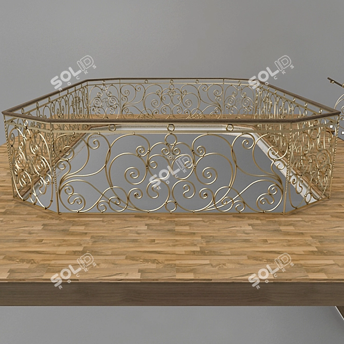 Forged Staircase with Elegant Molding 3D model image 3