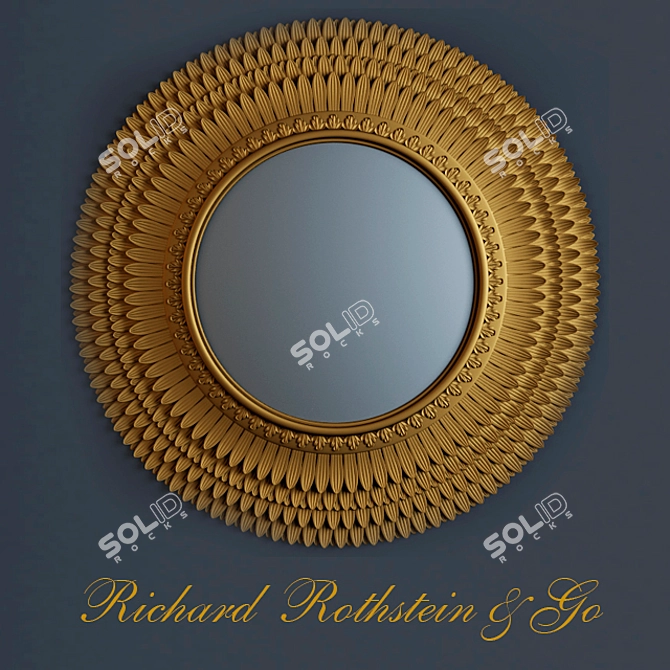 Radiant Sunburst Round Mirror 3D model image 1