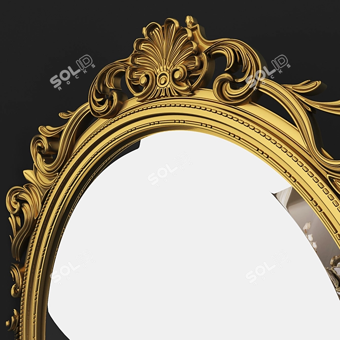 Handcrafted French Gold Mirror 3D model image 2