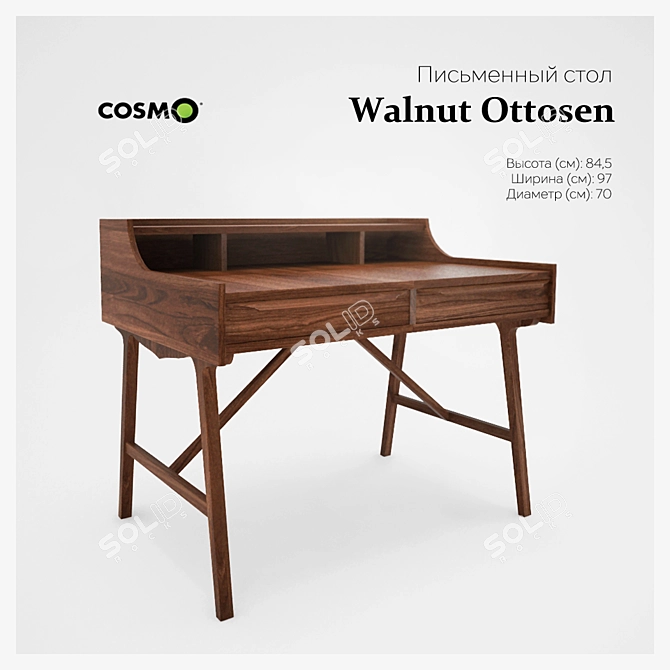 Elegant Walnut Desk - Cosmo 3D model image 1