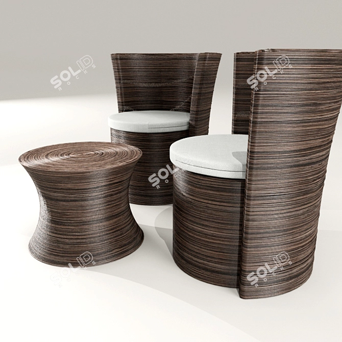 Natural Rattan Furniture 3D model image 3