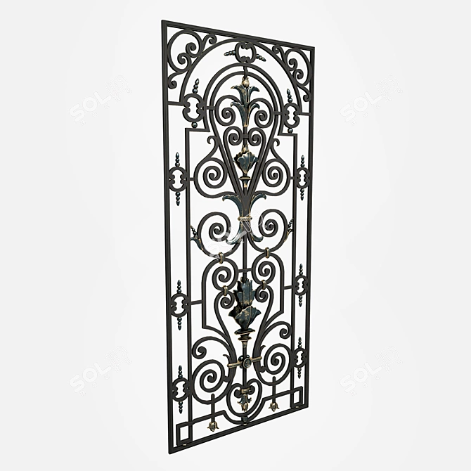 Elegant Iron Window Grille 3D model image 2