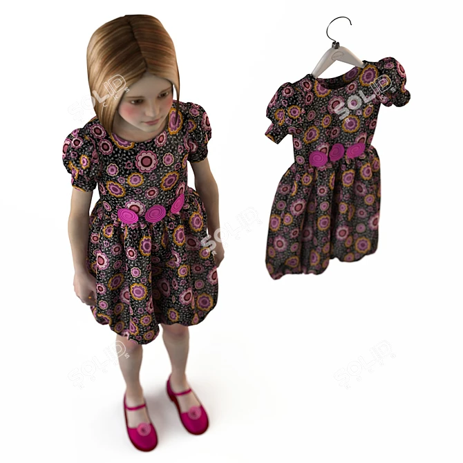 Kids' Dress Display: Mannequin & Hangers 3D model image 2