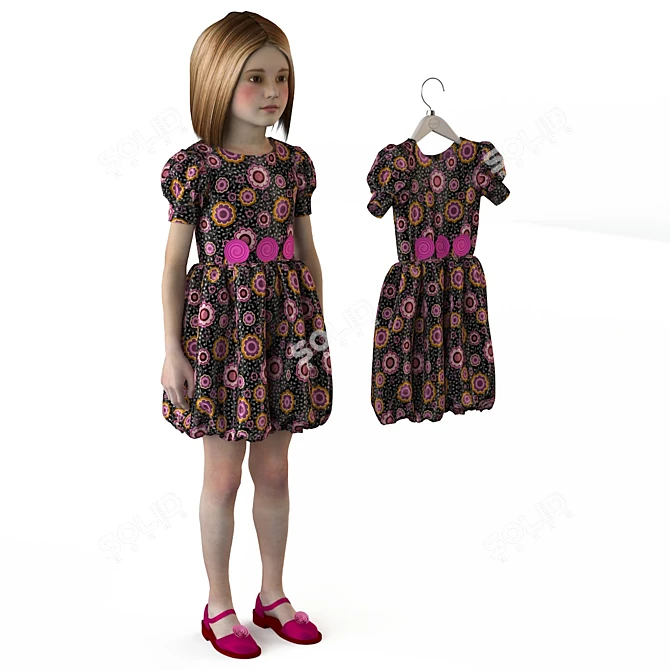 Kids' Dress Display: Mannequin & Hangers 3D model image 3