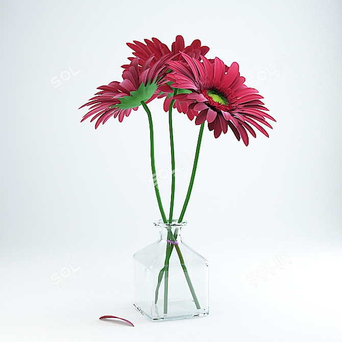 Vibrant Gerbera Bouquet 3D model image 2