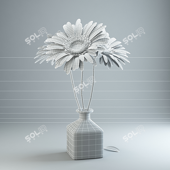 Vibrant Gerbera Bouquet 3D model image 3