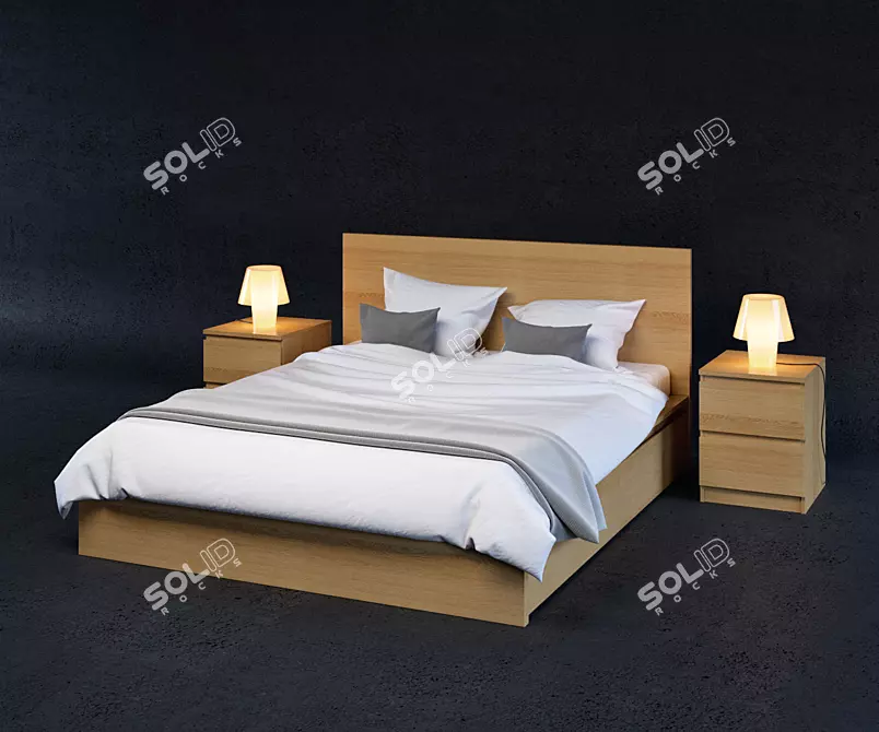 Modern Bed Set | IKEA MALM | Spacious and Stylish 3D model image 1