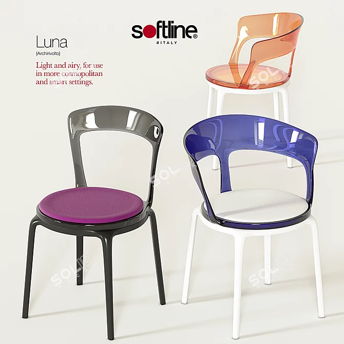 Elegant Luna Chair by Softline 3D model image 1
