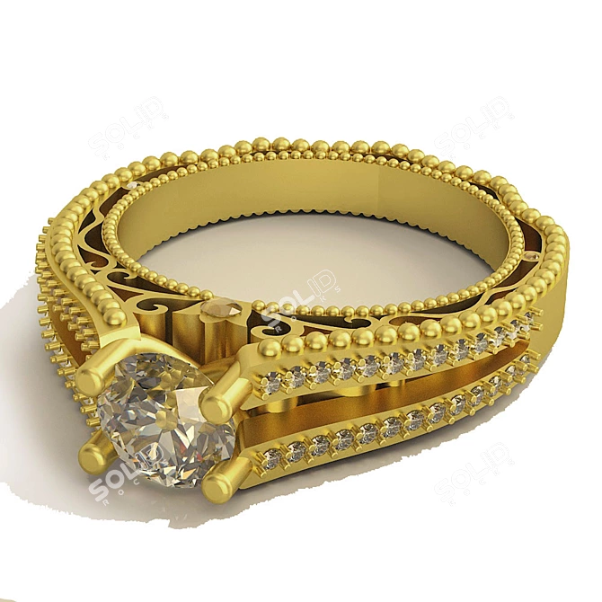 Golden Shine Ring 3D model image 2