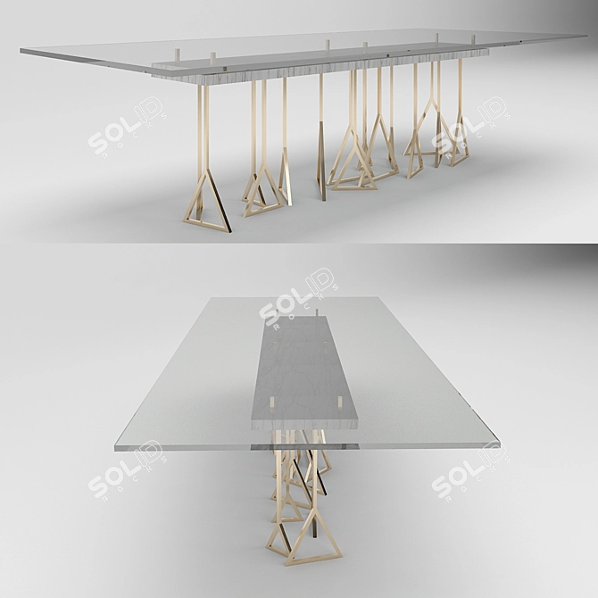 Modern Gold Triangles Dining Table 3D model image 1