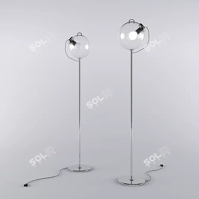 Modern Chrome Glass Floor Lamp 3D model image 1