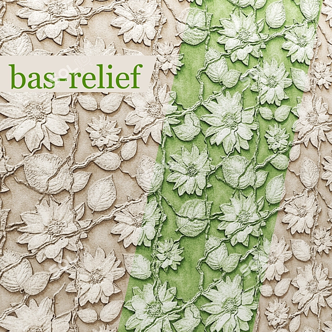 Elegant Bas-Relief Sculpture 3D model image 1