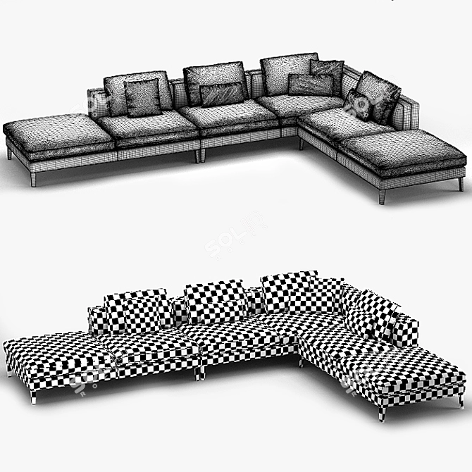 B&B Maxalto Dives Corner Sofa 3D model image 3