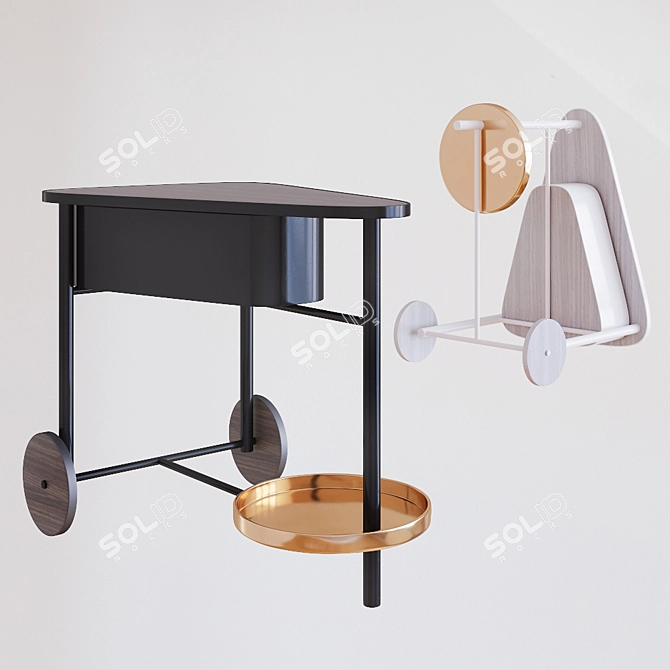 Contemporary Mobile Serving Cart 3D model image 1