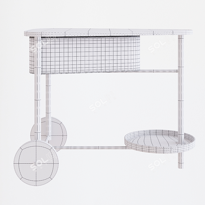 Contemporary Mobile Serving Cart 3D model image 2