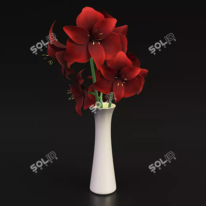 Title: Vibrant Red Hippeastrum 3D model image 1