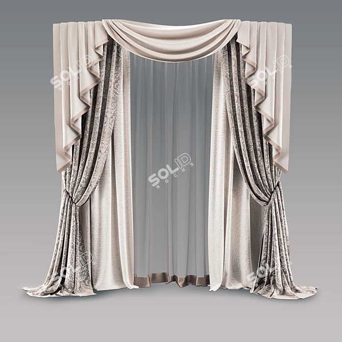 Classic Style Curtain: 2900x2600mm, Vray & Corona 3D model image 1