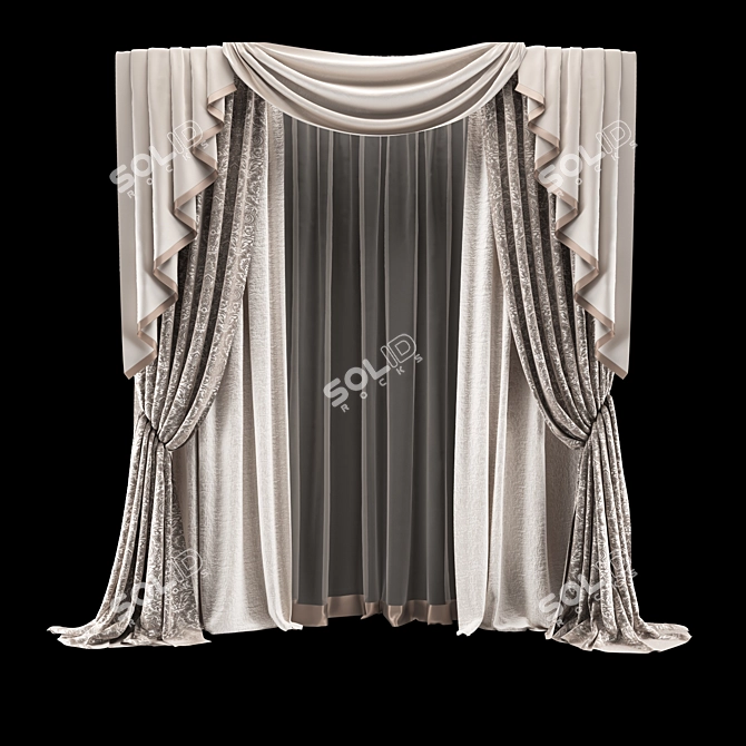 Classic Style Curtain: 2900x2600mm, Vray & Corona 3D model image 2