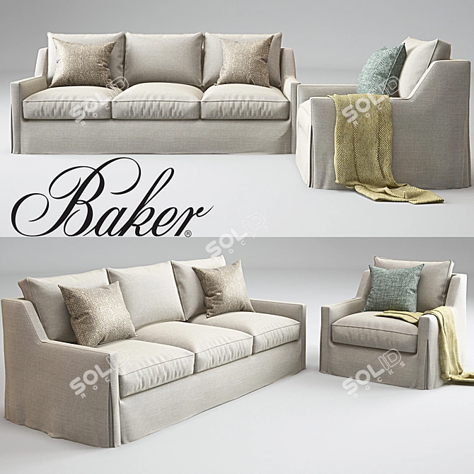 Title: Barbara Barry Tiburon Sofa & Lounge Chair 3D model image 1