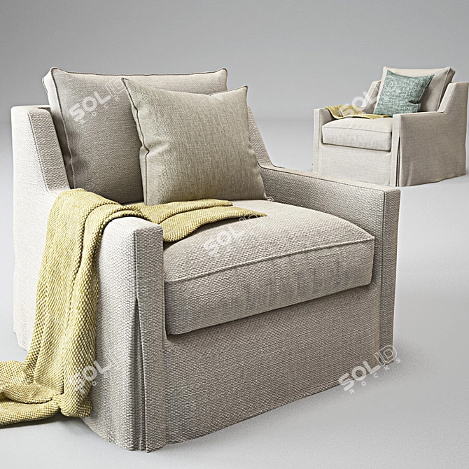 Title: Barbara Barry Tiburon Sofa & Lounge Chair 3D model image 2