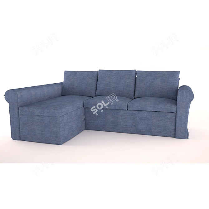 Convertible Sofa Bed with Chaise: Stylish and Functional 3D model image 1