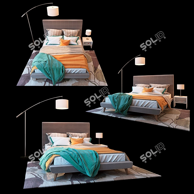 Nixon Upholstered Panel Bed: Modern Elegance for Your Bedroom 3D model image 1