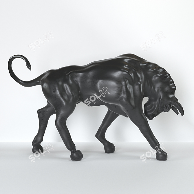 Graceful Bull Sculpture 3D model image 1