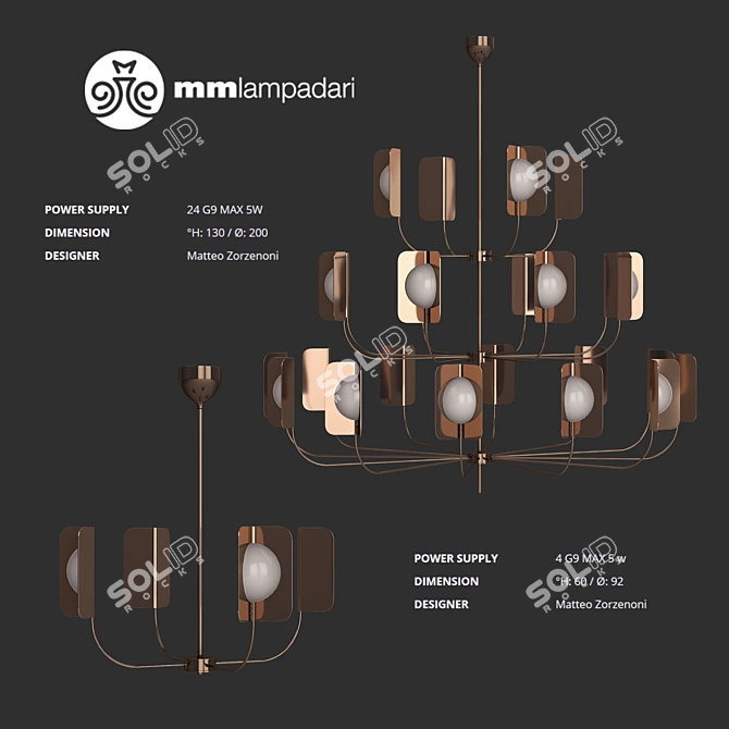 Italian Leaf 2015 Pendant Light 3D model image 1