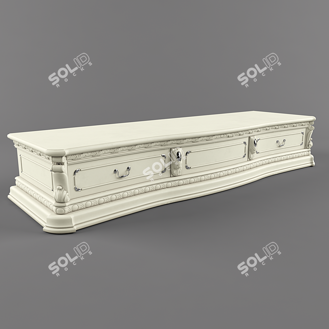 Carved TV Stand with Drawers 3D model image 1