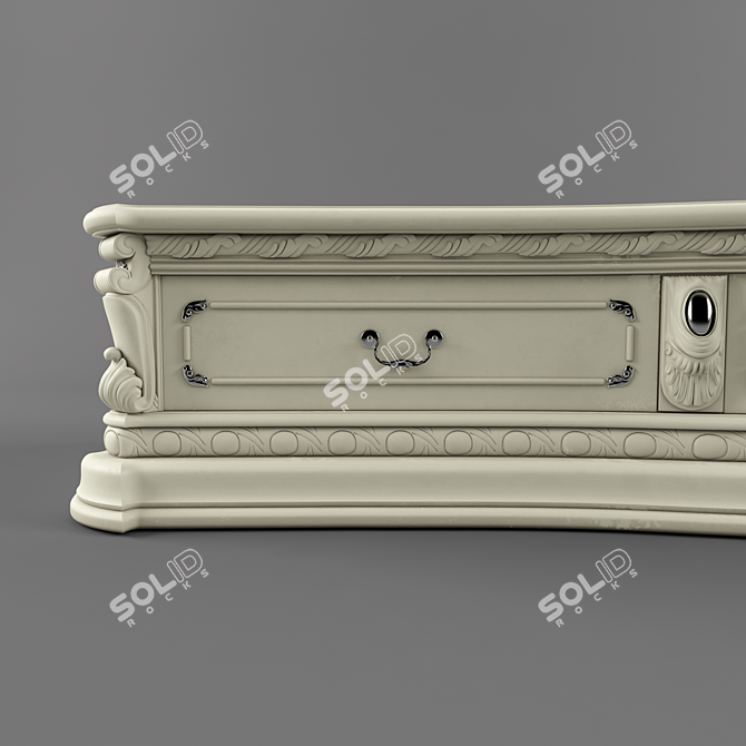 Carved TV Stand with Drawers 3D model image 2