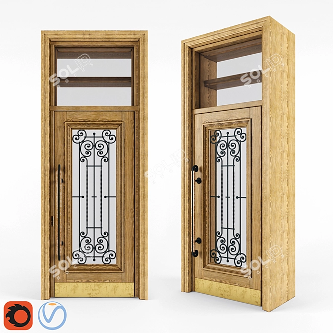 Classic Door with Hidden Shelf Lighting: 1200x3200 Customizable 3D model image 1