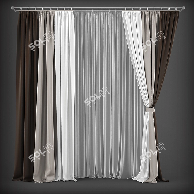 Modern Style Curtains 3D model image 1