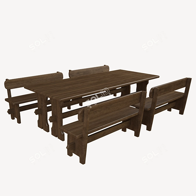 Versatile Table and Bench Set 3D model image 1