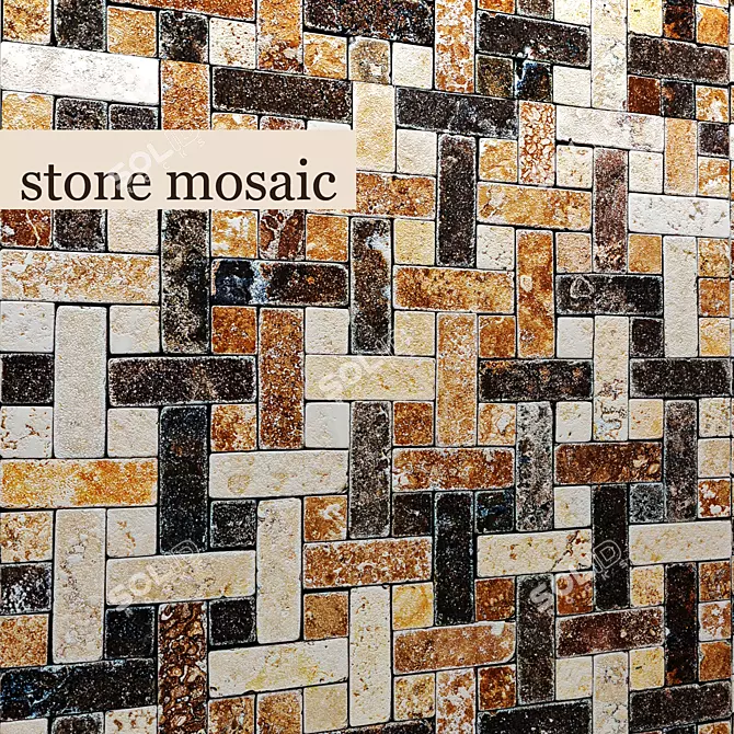 Natural Stone Mosaic 3D model image 1