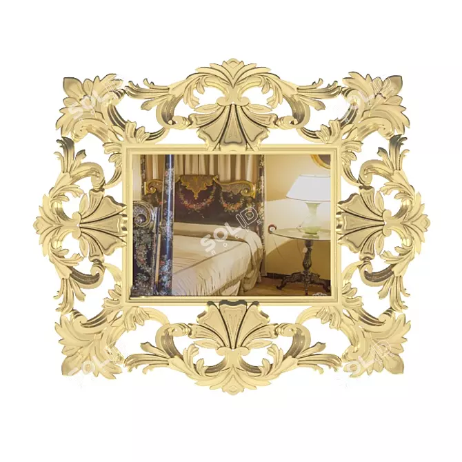 Vintage Gold Antique Mirror 3D model image 1