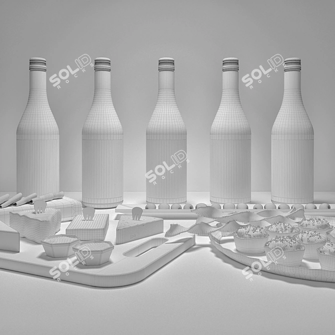 Elegant Leeuwin Wine & Snack Set 3D model image 3