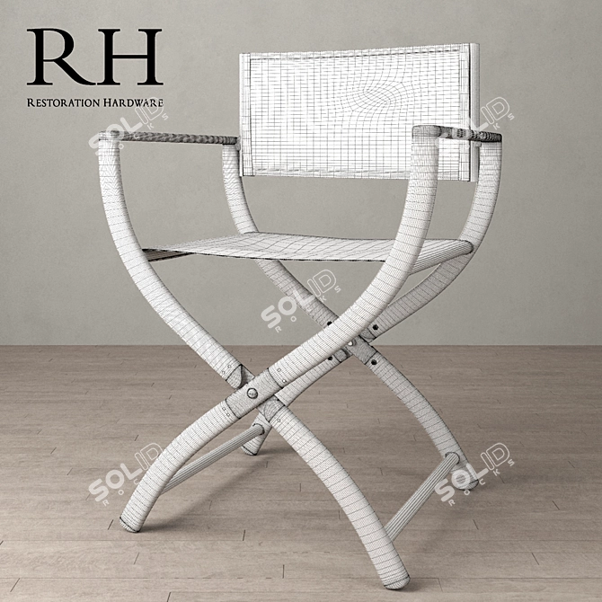 Vintage French Director's Chair 3D model image 2