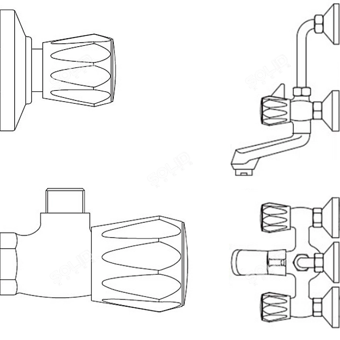 Triple Flow Faucet 3D model image 2