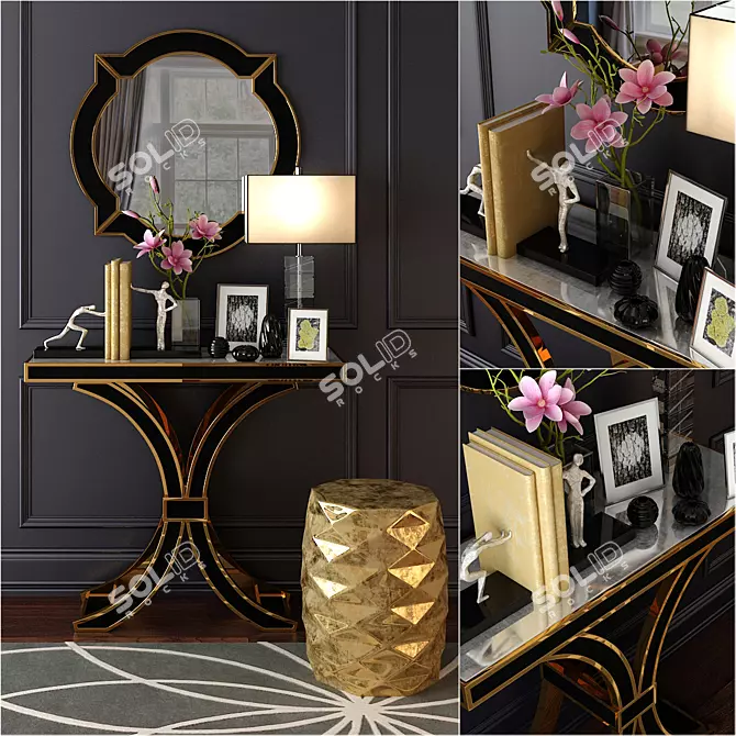 Stylish Mirror and Console Decor Set 3D model image 1